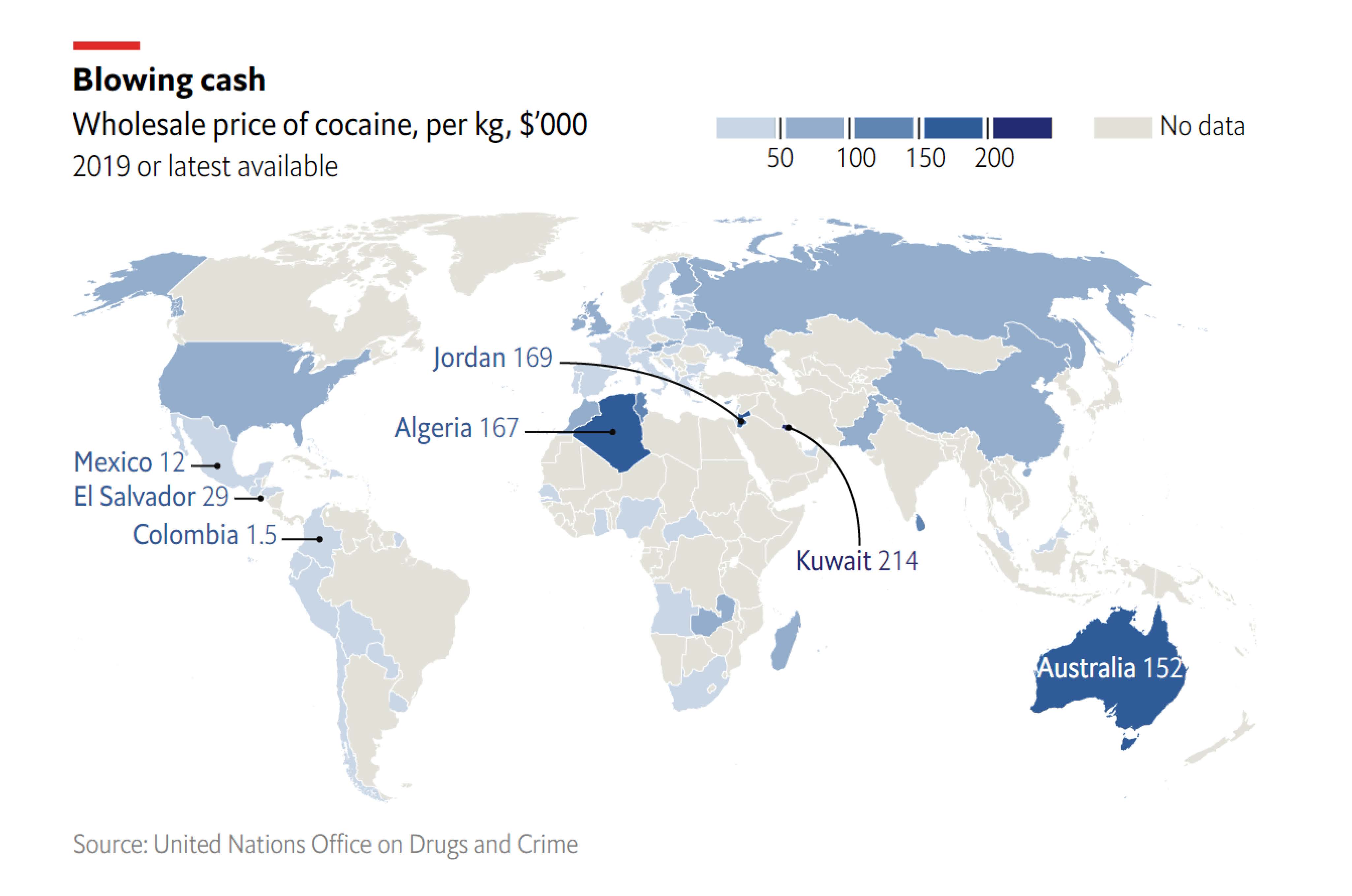 cuánto cuesta la cocaína informe the economist