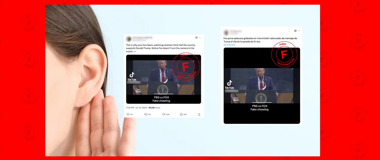No, Fox News no añadió aplausos a la transmisión del discurso de Trump durante el desfile militar del 14 de junio: se pueden escuchar en transmisiones de otros medios