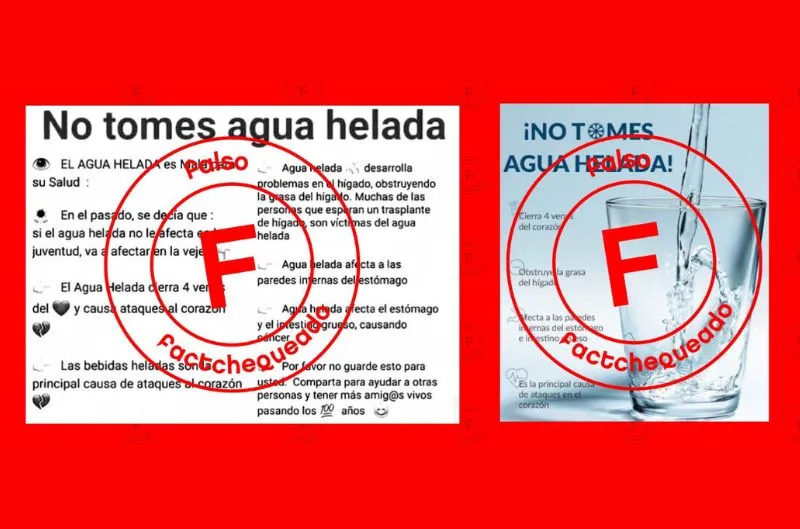 No es la principal causa de ataques al corazón ni causa cáncer: desinformaciones relacionadas con tomar agua helada