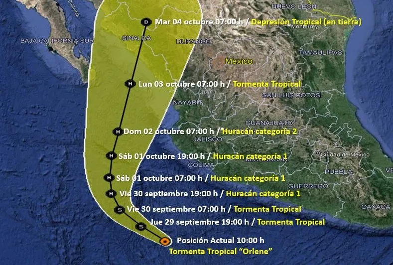 Tormenta tropical Orlene se convertirá en huracán 1