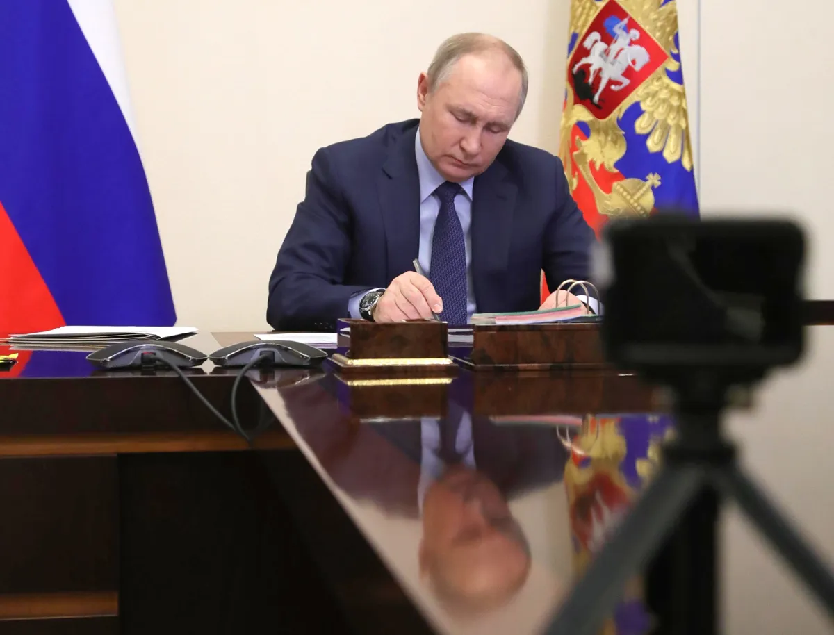 Foto de Putin en su despacho.