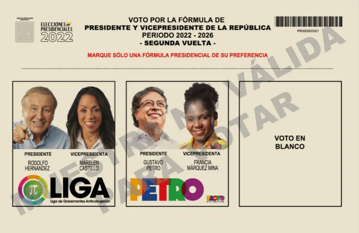 Segunda vuelta en Colombia y el voto en blanco para este 19 de junio