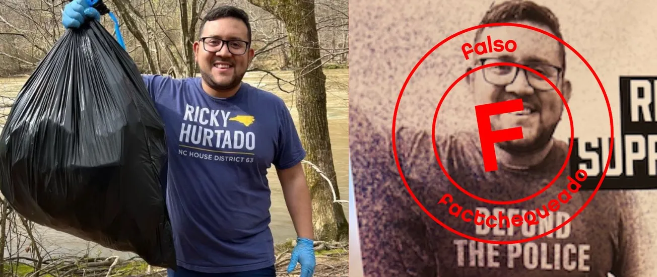 El representante de Carolina del Norte Ricky Hurtado no vistió una camiseta con el mensaje “defund the police”: la imagen fue manipulada