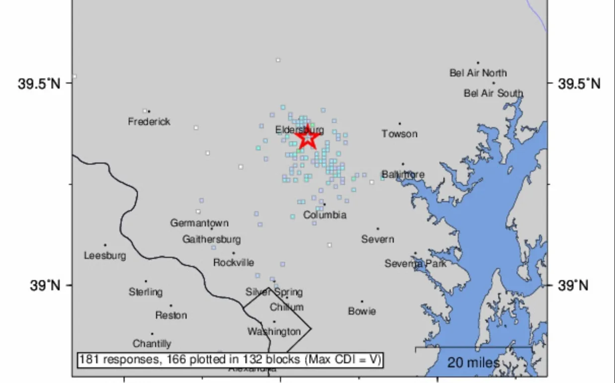 Sismo de magnitud 2,0 sacudió Maryland y se sintió hasta Baltimore