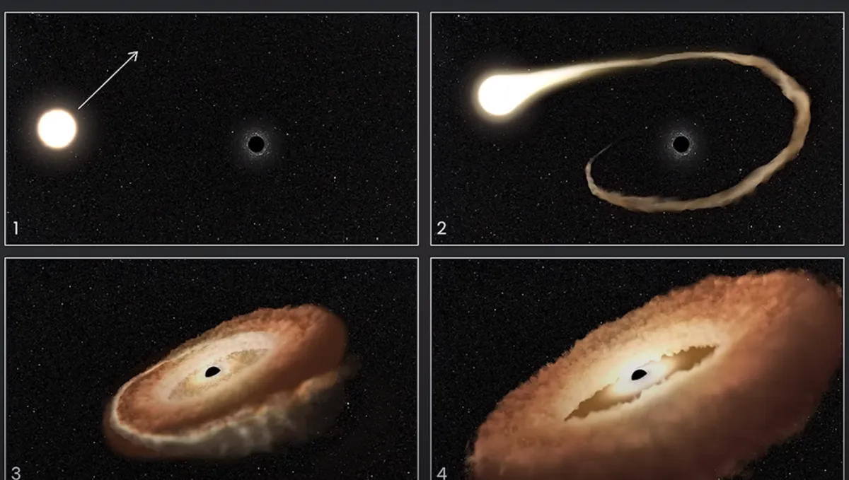 Telescopio Hubble capta a un agujero negro “comiéndose” una estrella y la deja con forma de dona