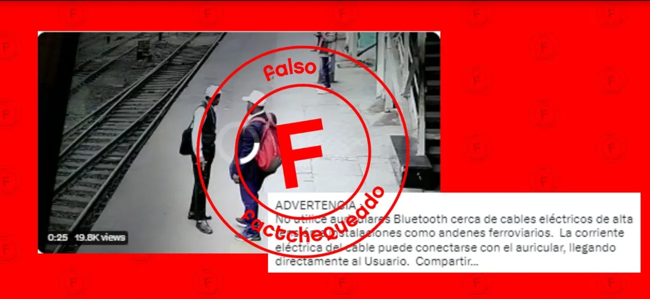 No, el hombre de este video no se ha electrocutado en el andén de un tren por utilizar auriculares Bluetooth