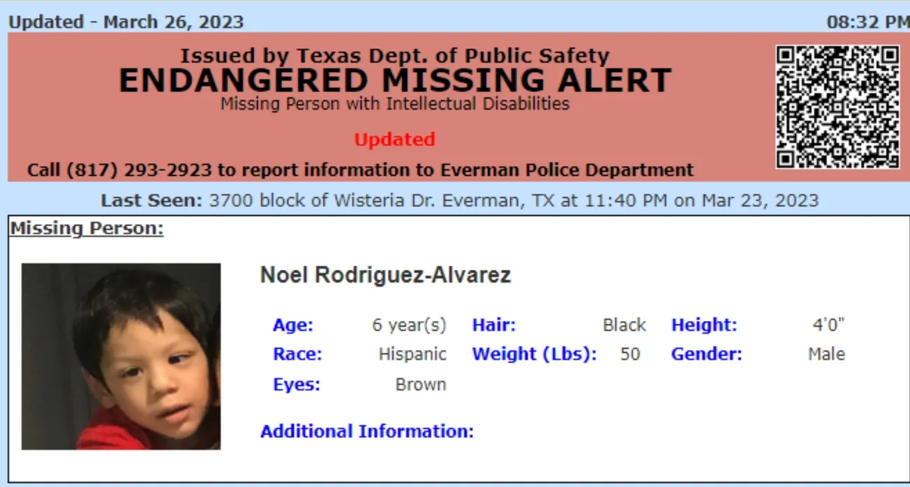 niño desaparecido texas