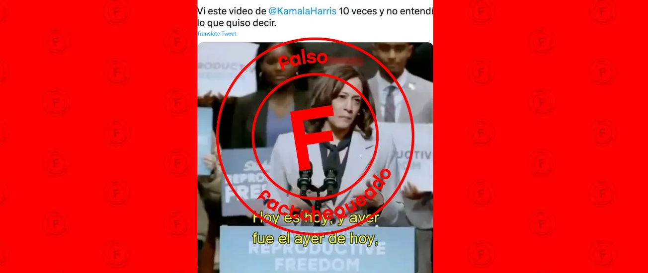 No, Kamala Harris no dijo “hoy es hoy, y el ayer fue el ayer de hoy”: el video está manipulado y la voz no es la de Harris