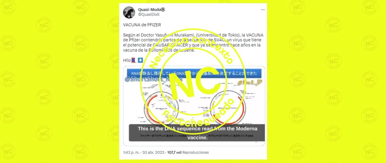 Necesita contexto el contenido que vincula la vacuna de Pfizer contra el COVID-19 con el virus SV40 y el riesgo de padecer cáncer