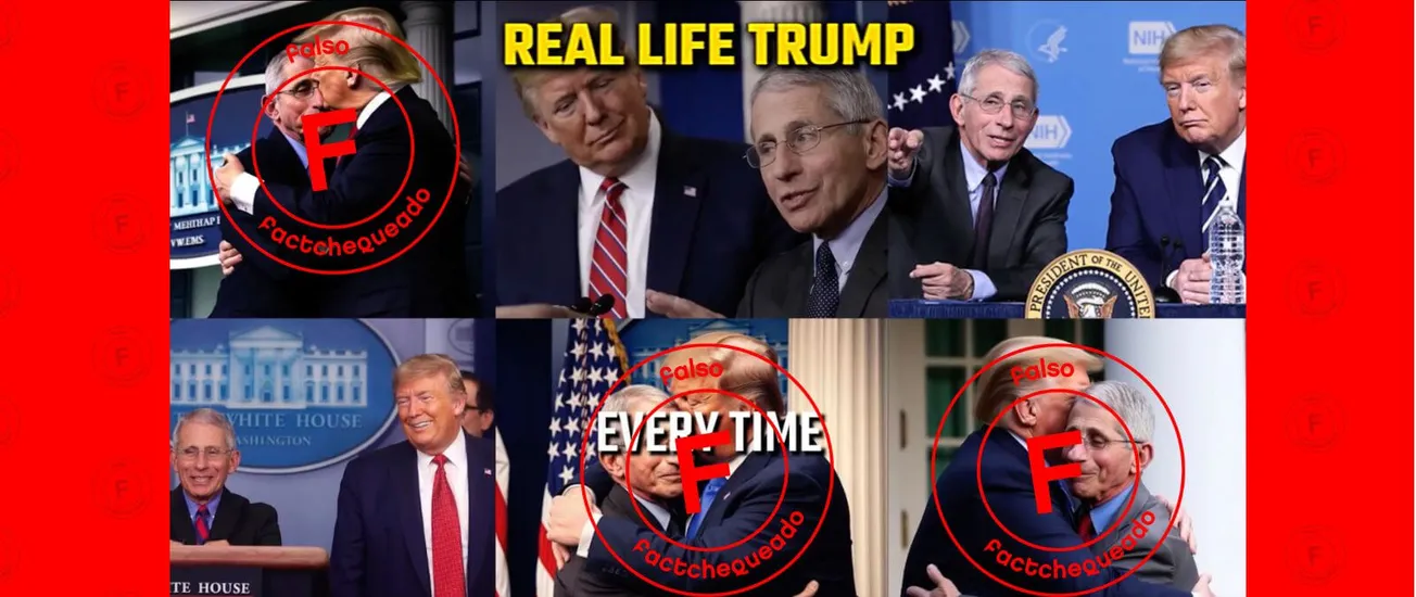 No, estas imágenes de Trump abrazando y besando a Fauci que promueve la campaña de DeSantis no son reales: fueron creadas con Inteligencia Artificial (IA)