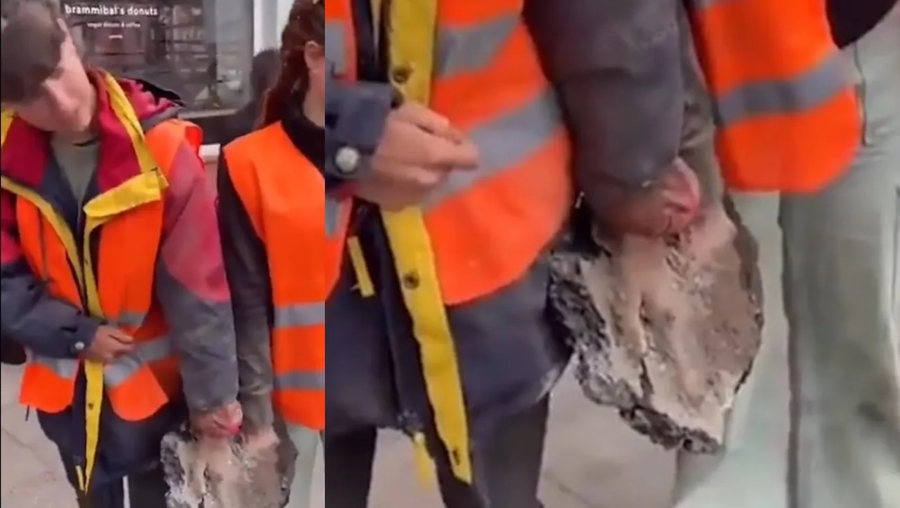 Activistas en Alemania se pegan al concreto