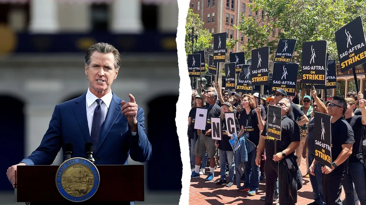 Gavin Newsom huelga holliwood