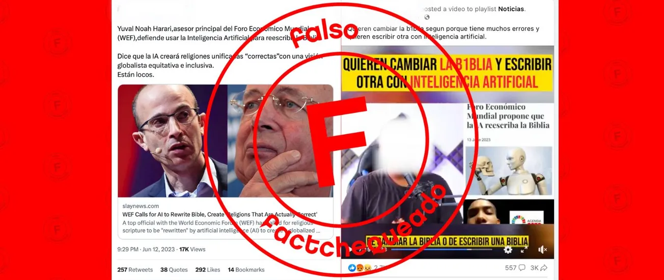 No, el Foro Económico Mundial no ha propuesto reescribir la Biblia con inteligencia artificial (IA)