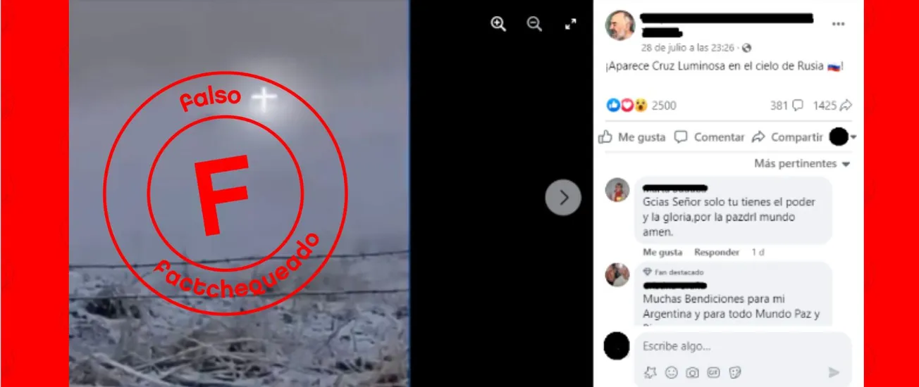 Cruz en el cielo vista en Rusia no sucedió
