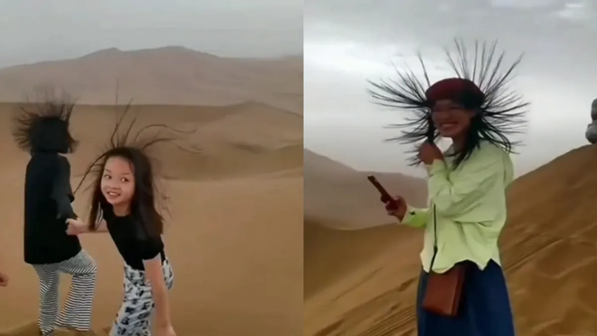 Fenómeno estático así quedaron varias personas luego de llegar a un desierto en China