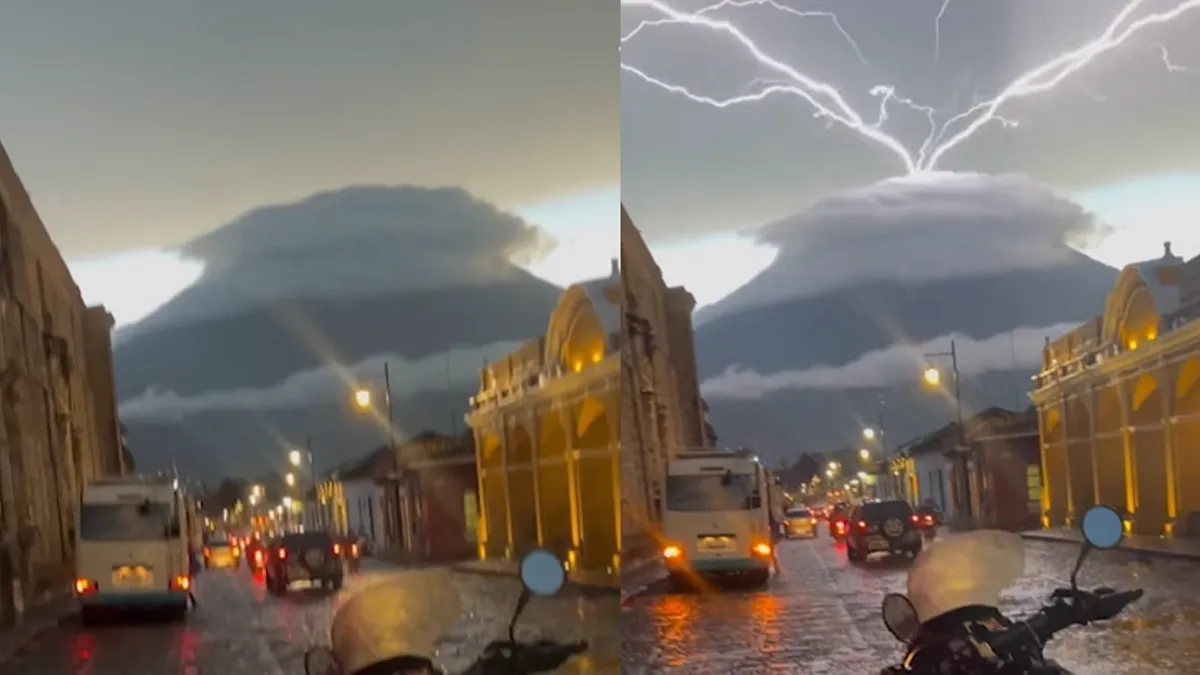 Se viraliza tormenta de rayos sobre el Volcán de Fuego en Guatemala