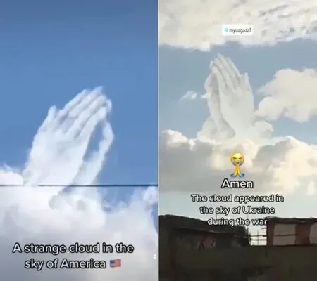 Nubes en forma de manos rezando en Israel